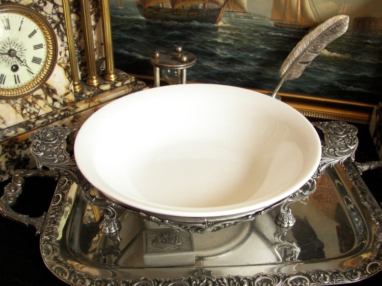 patera na potrawy misa porcelanowa na podstawie barokowej