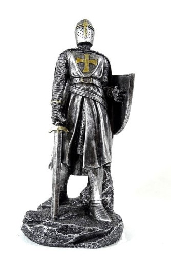 figurka rycerz templariusz z mieczem i tarczą