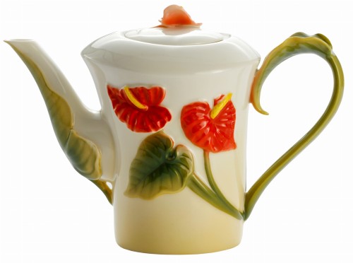 Dzbanek porcelanowy 700 ml z czerwonym anturium to oryginalny prezent dla mamy, cioci lub miłośniczki kwiatów.