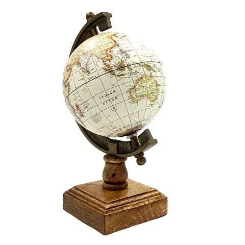 kolonialny globus z biała mapą na prezent z dedykacją