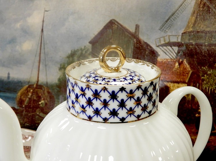 siatka kobaltowa porcelana kostna Łomonosow