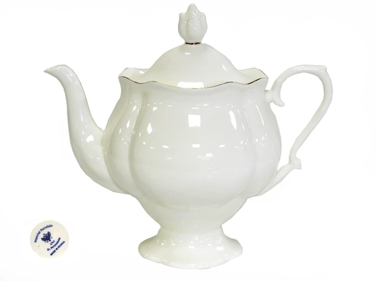 Biały dzbanek Łomonosow Maria Teresa z porcelany Bone China 900 ml, elegancki prezent do klasycznej zastawy