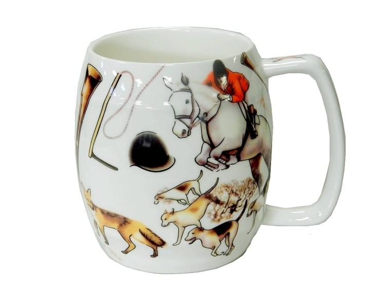 Porcelanowy Kufel ze scenką polowania na lisy