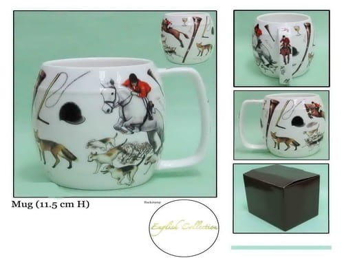 Kufel porcelanowy z motywami myśliwskimi