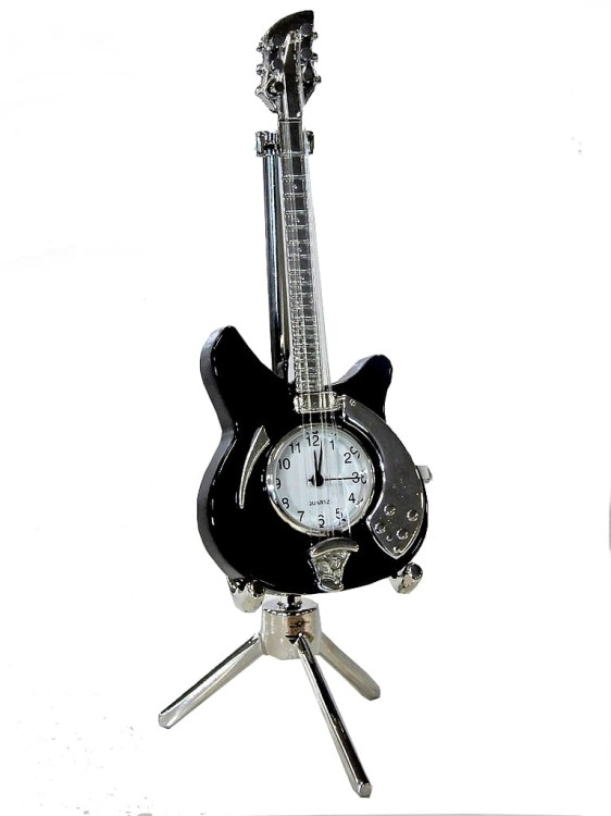 czarna gitara z zegarkiem na prezent