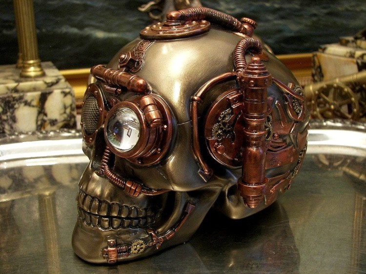 czaszka szkatułka steampunk