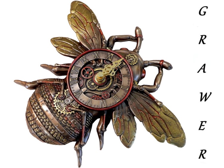 Zegar mechaniczna pszczoła steampunk