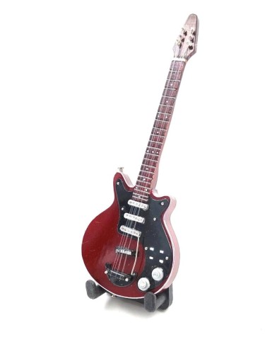 Mini gitara w stylu Brian May z drewna mahoniowego, kolekcjonerska dekoracja dla gitarzysty i fana rocka.