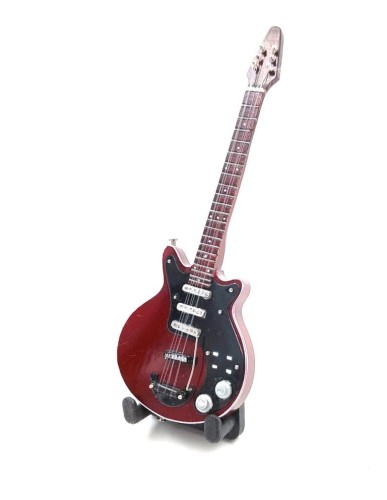 Ręcznie wykonana mini gitara 15,5 cm ze stojakiem, prezent dla miłośnika gitar i muzyki rockowej.