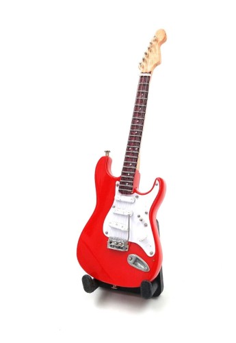 Kolekcjonerski model mini gitary 15 cm ze stojakiem, pomysł na prezent dla muzyka i miłośnika gitar.