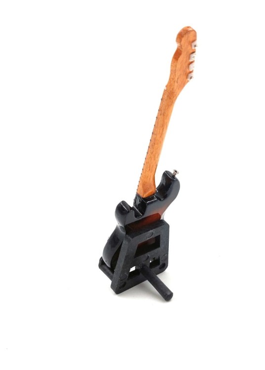 Ręcznie wykonana mini gitara w skali 1:6, ozdoba półki, biurka lub domowej kolekcji muzycznych modeli.