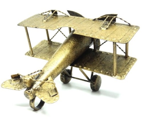 stylizowany dwupłatowiec metalowy