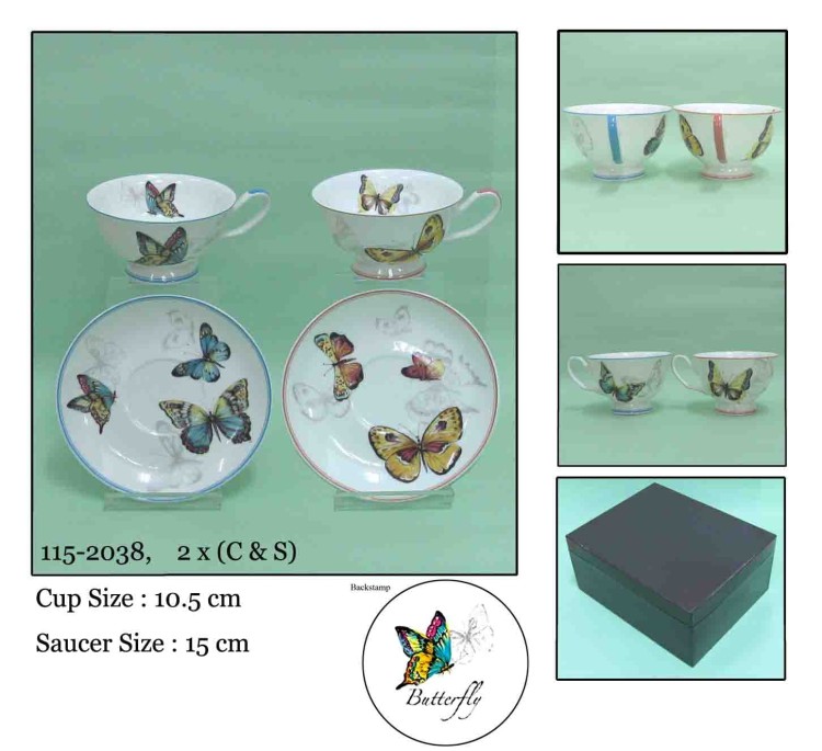 filiżanki porcelanowe w motyle