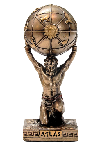 Figurka Atlasa Veronese z kulą ziemską, mitologiczna dekoracja na prezent dla kulturysty lub trenera