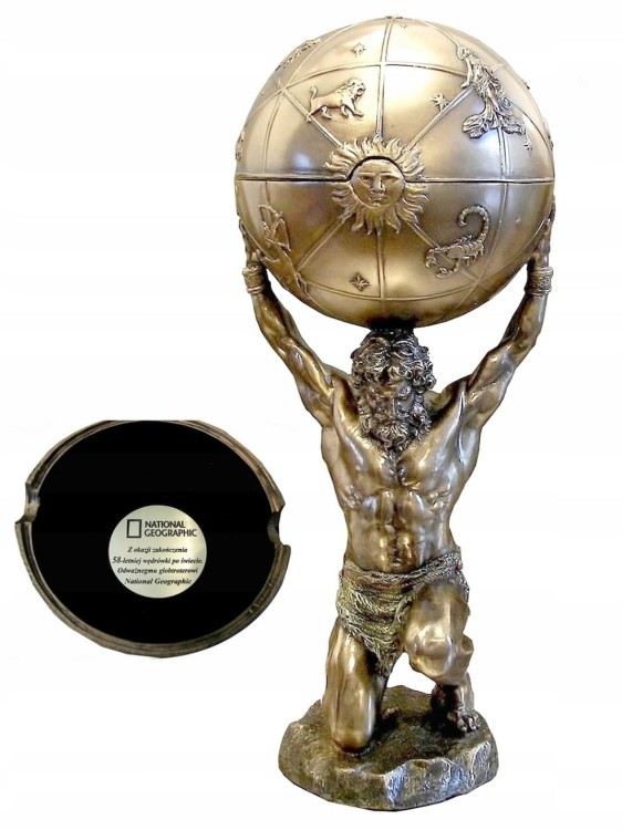 Figurka szkatuła Atlas z ziemią na ramionach super prezent