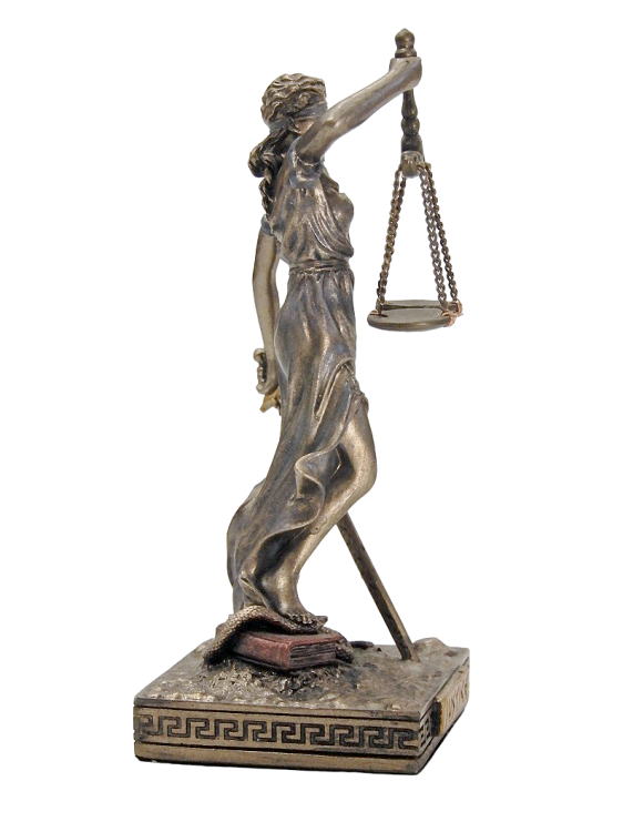 Mitologiczna temida z wagą i mieczem