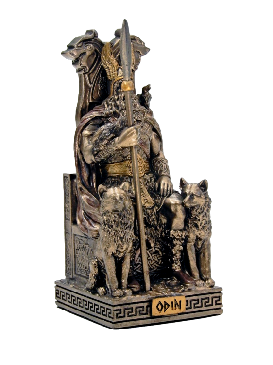 Bóg nordycki Odyn na tronie z psami