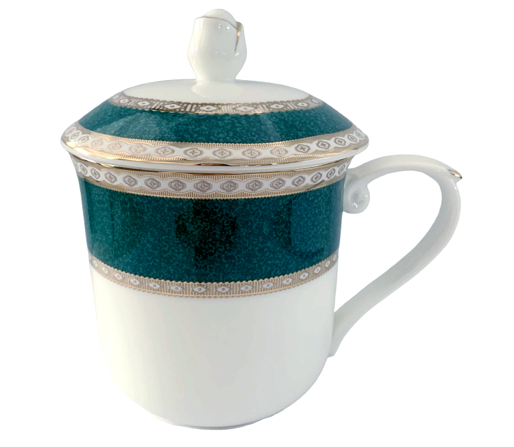 ekskluzywny kubek porcelanowy z pokrywką