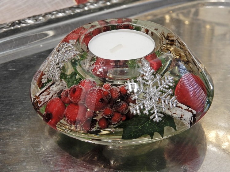 szklany świecznik na Boże Narodzenie