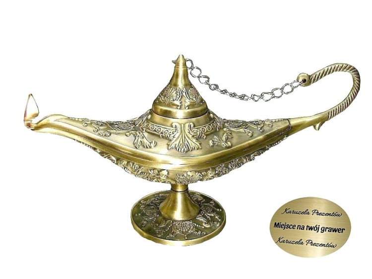 złota lampa Alladyna z ornamentem