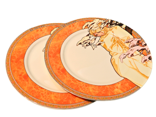 talerze porcelanowe Alfons Mucha "Zima"