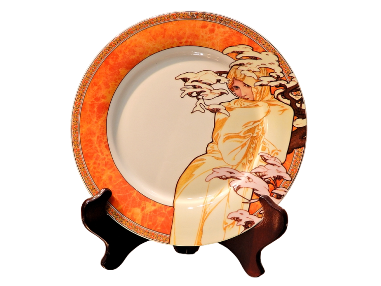 Talerz porcelanowy styl secesja Mucha