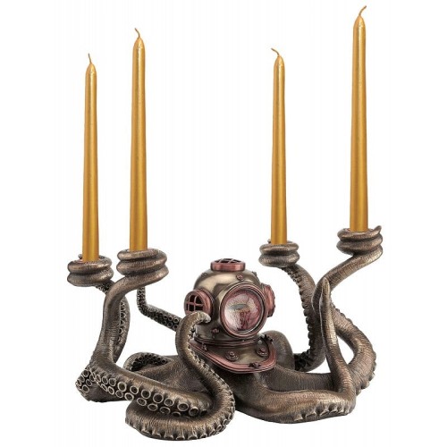piękny świecznik ośmiornica styl steampunk