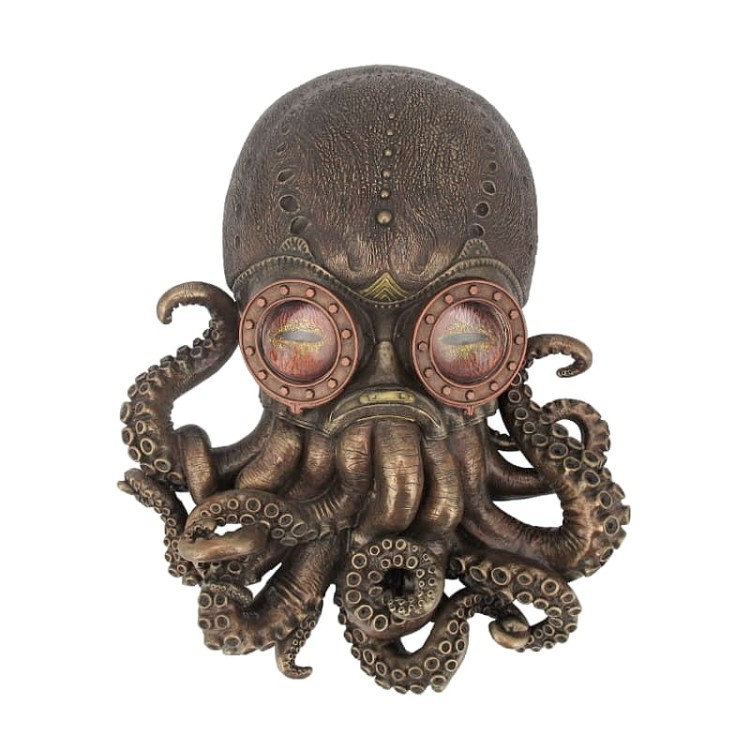 Płaskorzeźba bojowa ośmiornica w goglach Steampunk Veronese na ścianę