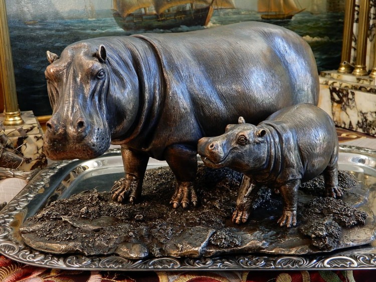 piękna scena hipopotamy mama z młodym