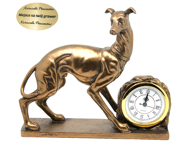 figurka charta z zegarem kominkowym