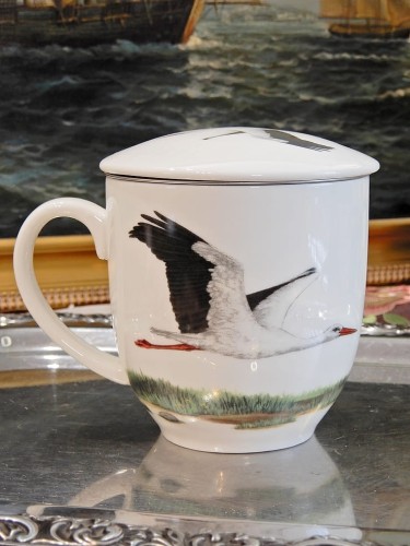 Kubek porcelanowy z filtrem bocian