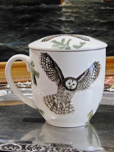 puszczyk uralski na kubku porcelanowym