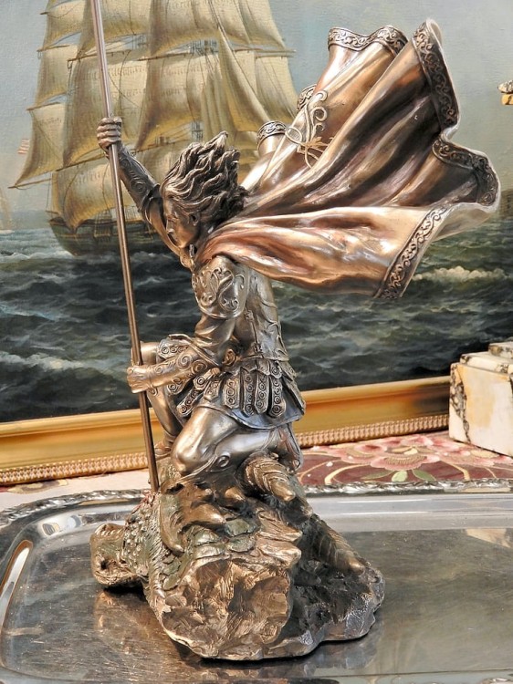 Święty Jerzy Veronese z mieczem i tarczą pokonujący smoka, dekoracja dla miłośnika historii