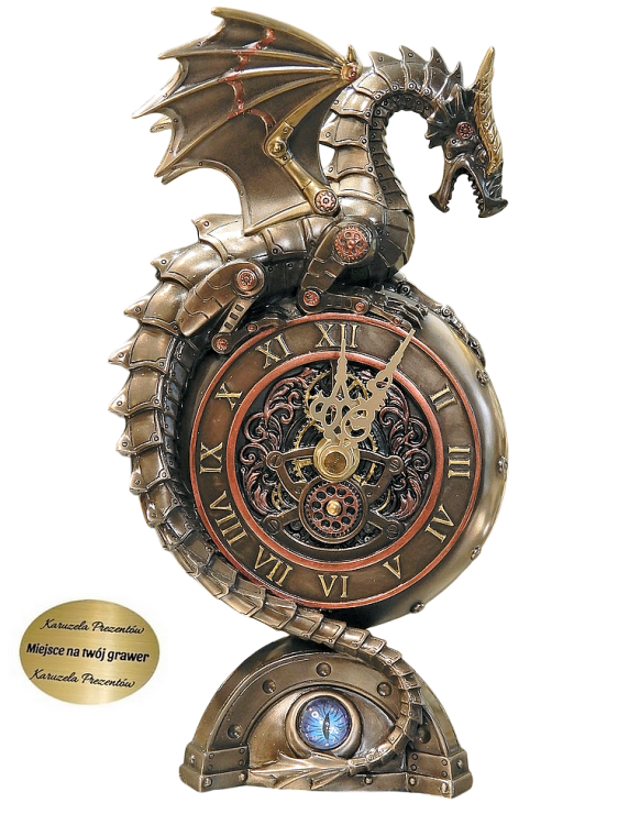 Steampunkowy zegar smok