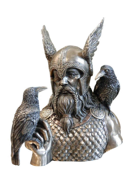 Figurka Odyna z krukami – Huginn i Muninn w pełnej czujności