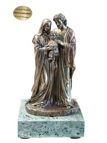 Figurka Świętej Rodziny Veronese na marmurowej podstawie z dedykacją
