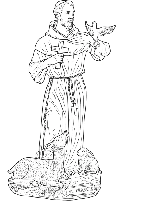 święty Franciszek grafika liniowa