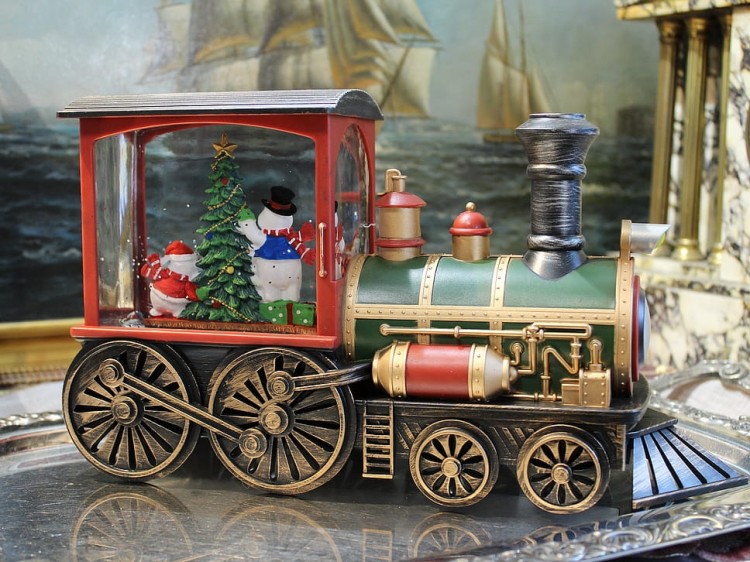 Dekoracja świąteczna lokomotywa LED z bałwankami ozdoba do domu i pokoju dziecięcego