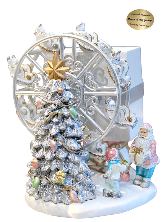 Pozytywka świąteczna Karuzela Diabelski Młyn z choinką i Mikołajem dekoracja