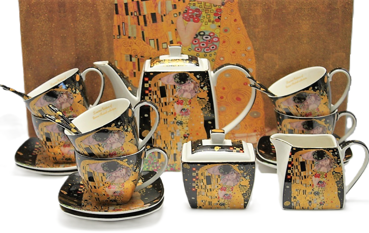 Zestaw porcelany Pocałunek Klimt na rocznicę dla rodziny