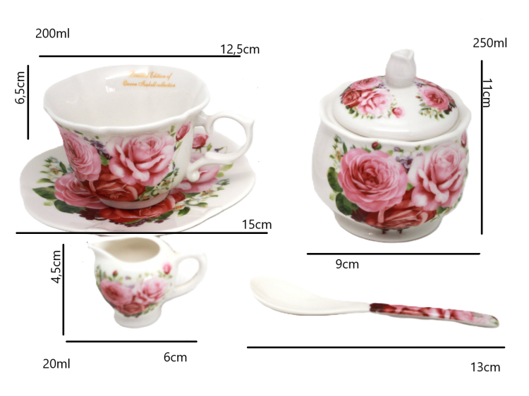 Elegancka porcelana mlecznik cukiernica filiżanki  na dzień babci lub dla przyjaciółki