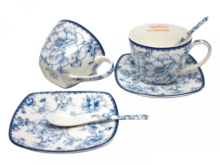 Komplet romantycznej porcelany, idealny na kawę z ukochaną osobą