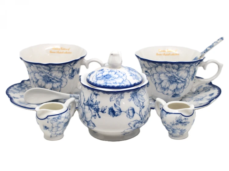 Kobaltowy komplet porcelanowy na prezent ślubny