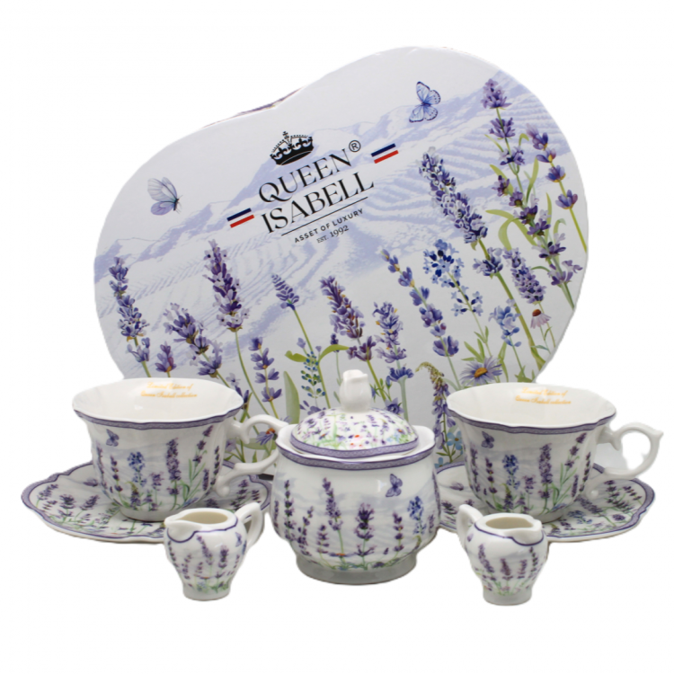 Komplet dla dwojga Prowansja, porcelana lawendowa, dla pary gospodarzy