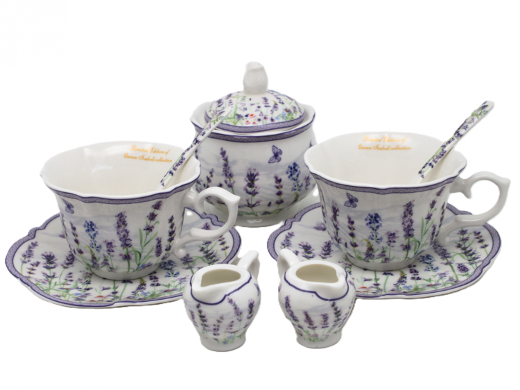 Stylowy zestaw porcelany lawenda na imieniny cioci