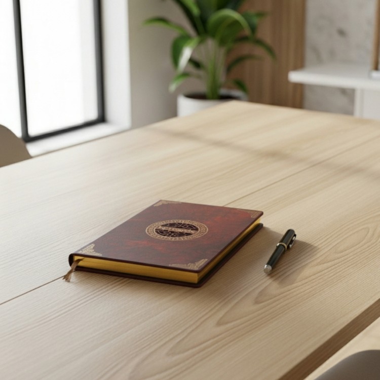 Notes premium w brązowej drewnianej oprawie, idealny do biura lub szkoły