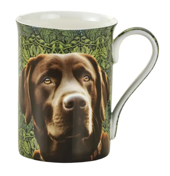 Czekoladowy labrador kubek z porcelany dla miłośnika rasy. Doskonały upominek dla przyjaciela