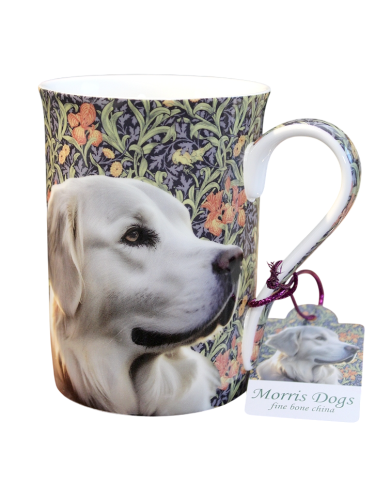 Śliczny kubek porcelanowy z łagodnym golden retrieverem, upominek dla hodowcy