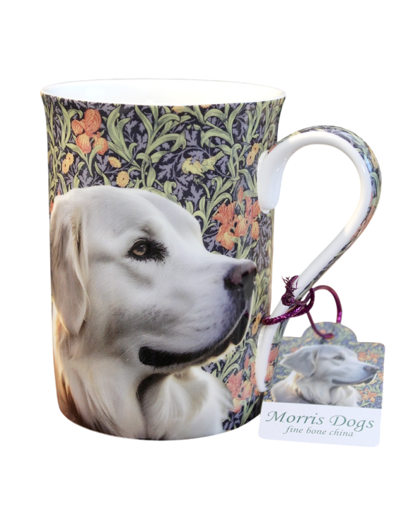 Śliczny kubek porcelanowy z łagodnym golden retrieverem, upominek dla hodowcy