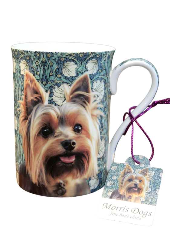 Elegancki kubek bone china z uroczym Yorkiem do kawy w domu